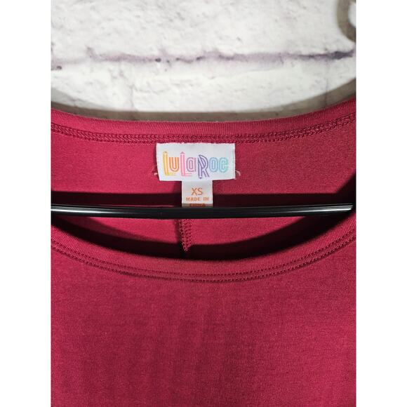 LulaRoe Carly Women's High Low Dress Wine/Maroon Size XS T Shirt Dress - Picture 4 of 5